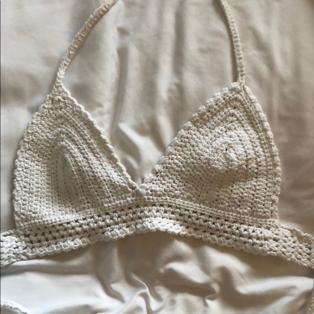 Super cute white knitted bathing suit